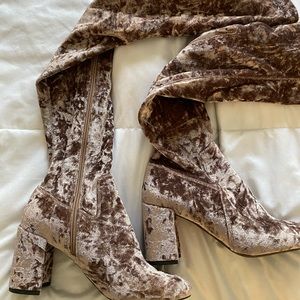 Jeffrey Campbell crushed velvet thigh high boots